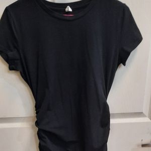 Black Rouched side T-shirt dress